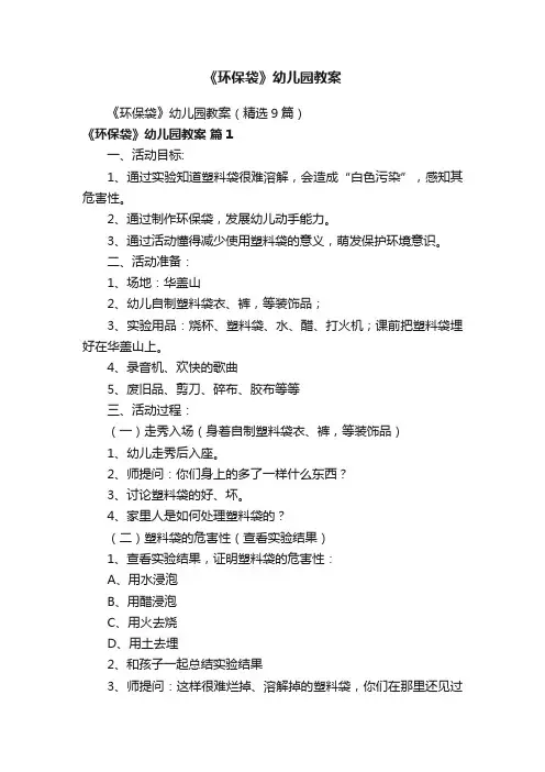 《环保袋》幼儿园教案