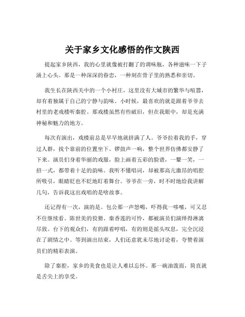 关于家乡文化感悟的作文陕西