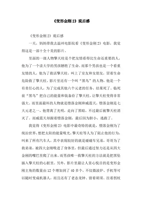 《变形金刚2》观后感
