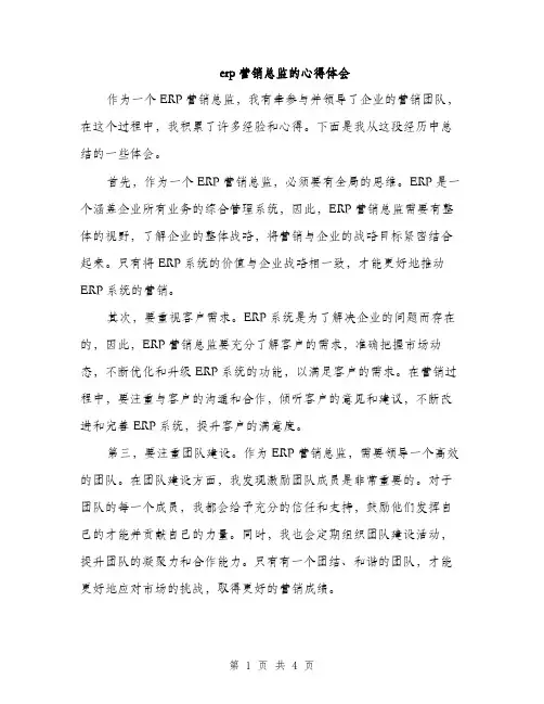 erp营销总监的心得体会(2篇)