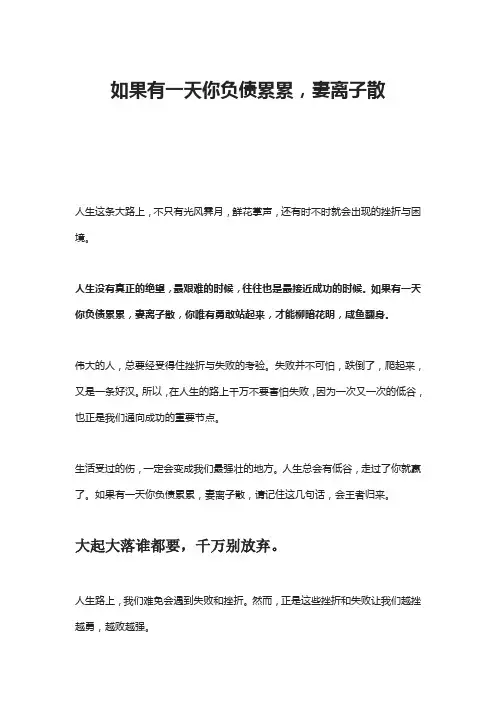 如果有一天你负债累累,妻离子散