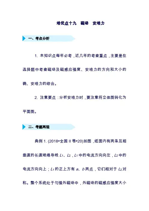(最新)届高考物理：专题十九磁场安培力精准培优专练11081172(含答案)(精品).doc