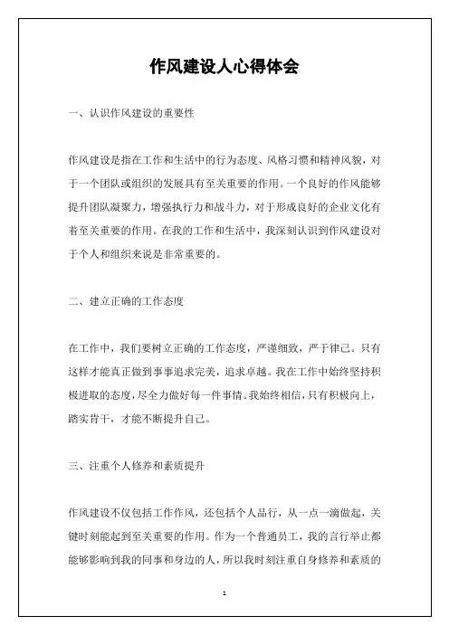作风建设人心得体会