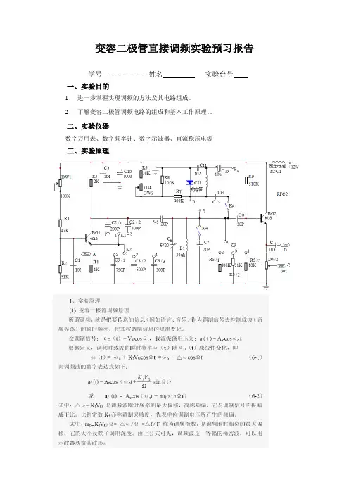 变容二极管直接调频实验