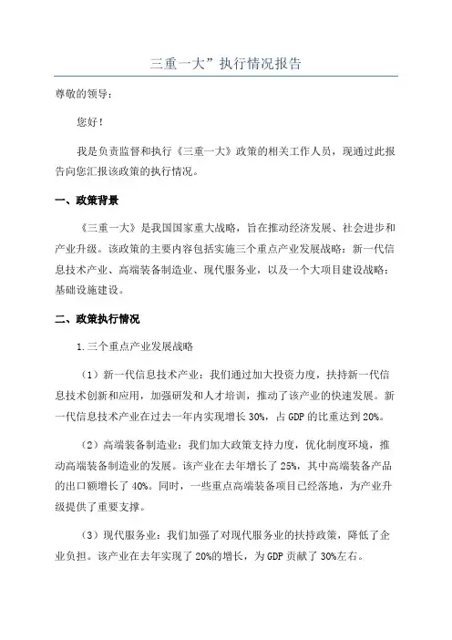 三重一大”执行情况报告