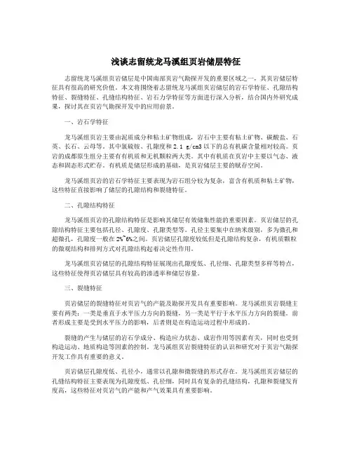 浅谈志留统龙马溪组页岩储层特征