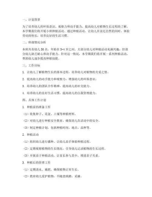 小班种植学期工作计划