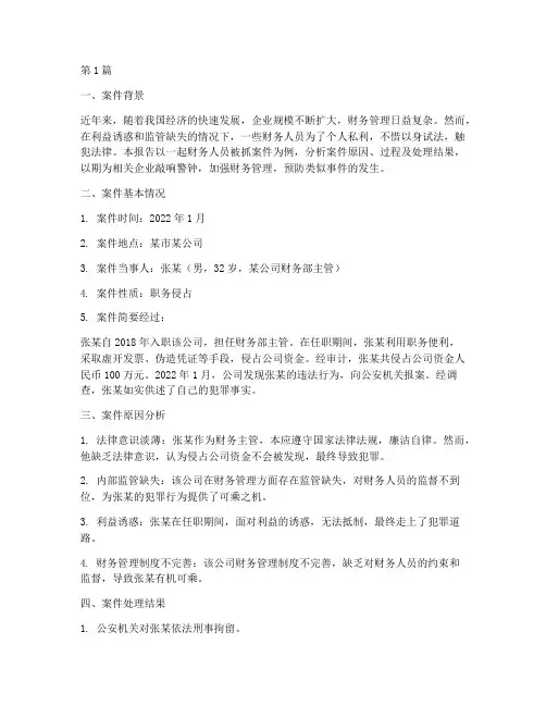 财务被抓案例分析报告范文(3篇)