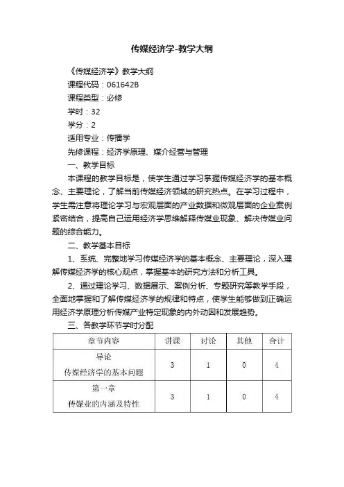 传媒经济学-教学大纲