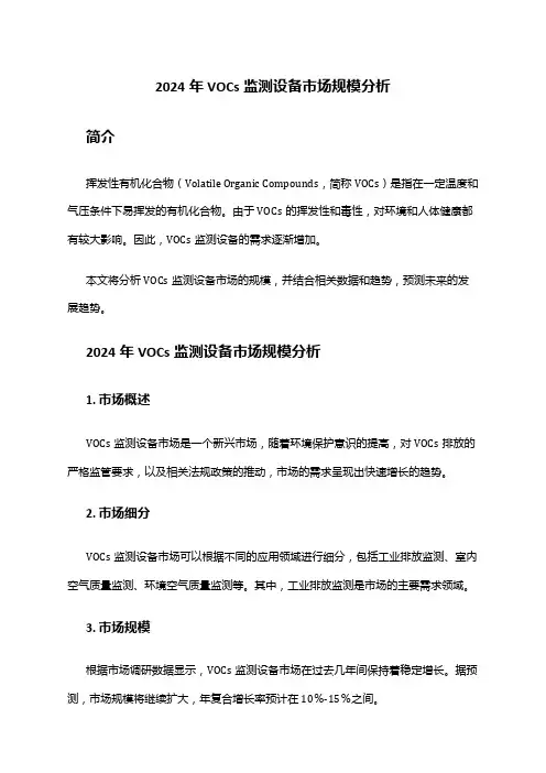 2024年VOCs监测设备市场规模分析
