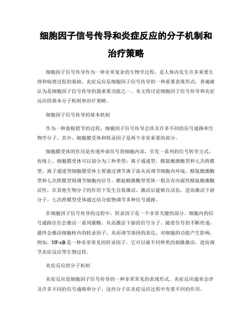 细胞因子信号传导和炎症反应的分子机制和治疗策略