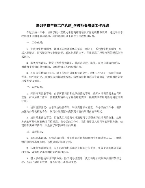 培训学校年检工作总结_学校师资培训工作总结