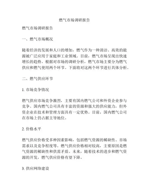 燃气市场调研报告