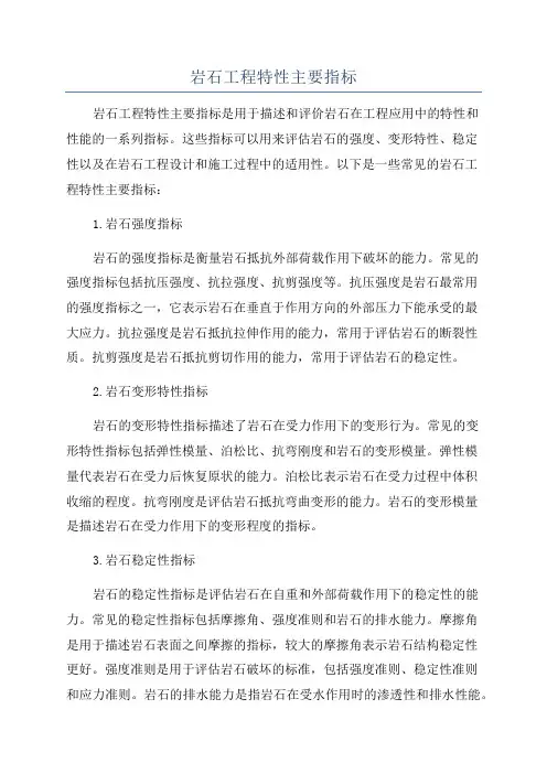 岩石工程特性主要指标
