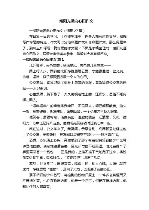 一缕阳光洒向心田作文（通用27篇）