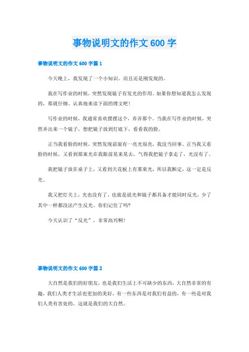 事物说明文的作文600字