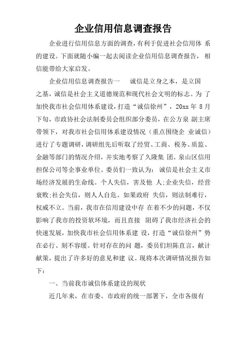 企业信用信息调查报告