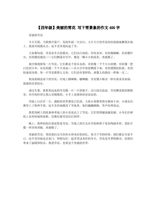 【四年级】美丽的雪花 写下雪景象的作文400字