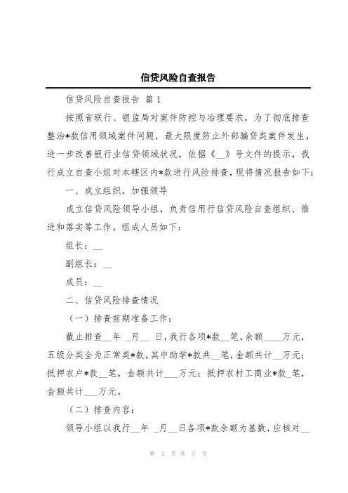 信贷风险自查报告