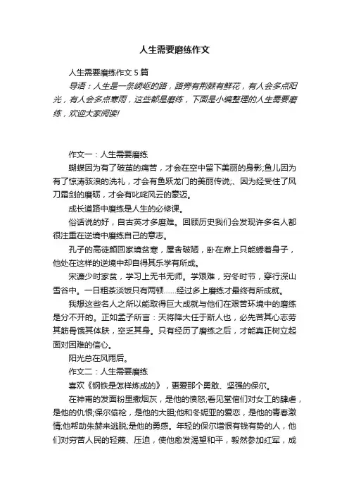 人生需要磨练作文5篇