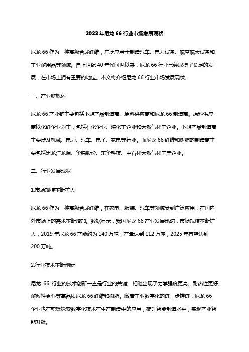 2023年尼龙66行业市场发展现状
