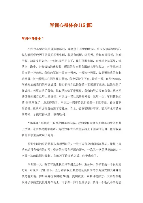 军训心得体会(15篇)