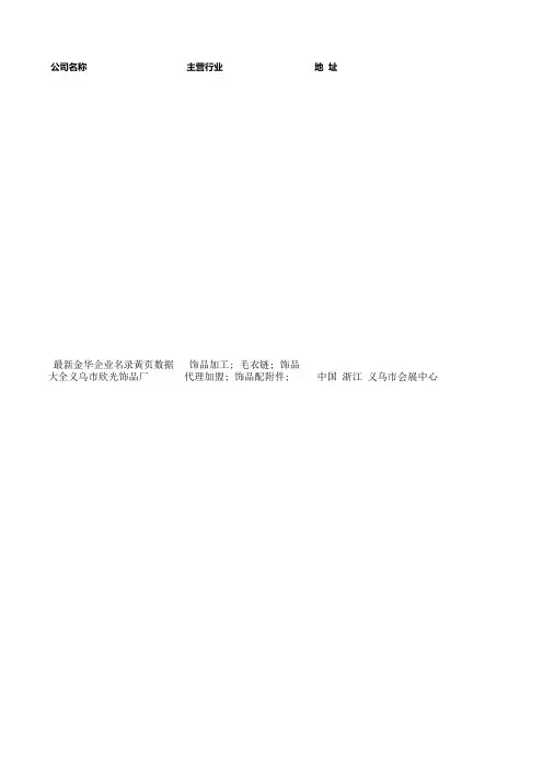 最新金华企业名录黄页大全