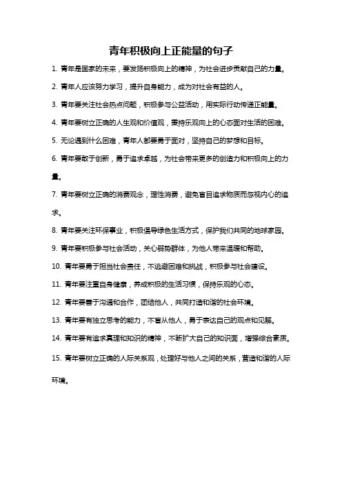 青年积极向上正能量的句子