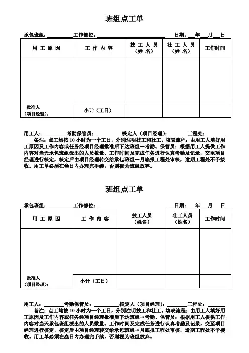 班组点工单