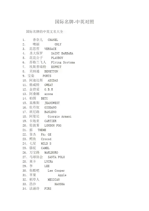 国际名牌-中英对照