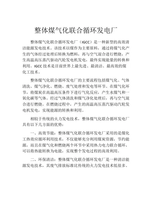 整体煤气化联合循环发电厂