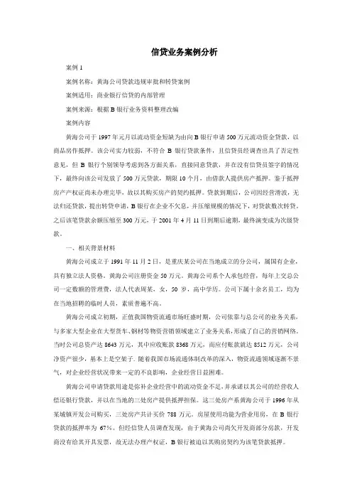 信贷业务案例分析