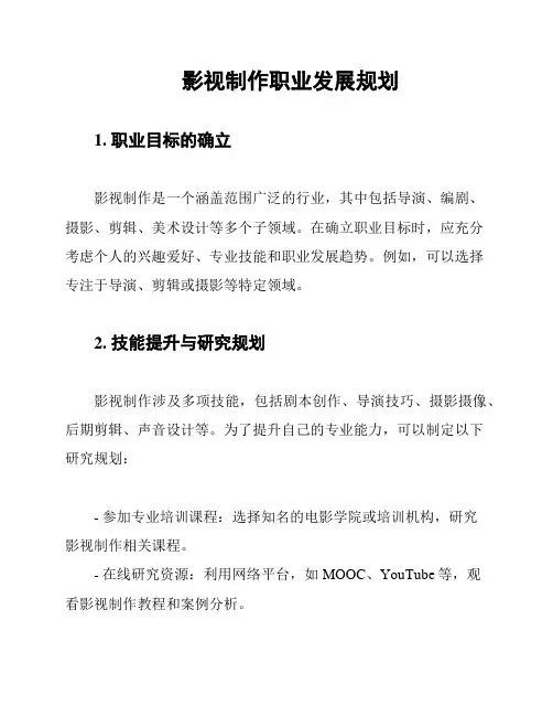 影视制作职业发展规划