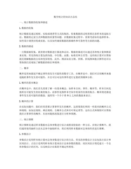 数学统计的知识点总结