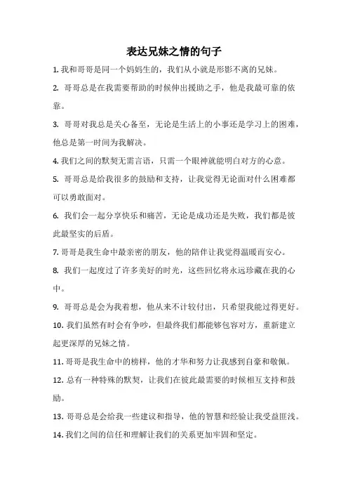 表达兄妹之情的句子