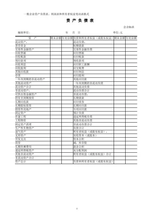 一般企业财务报表