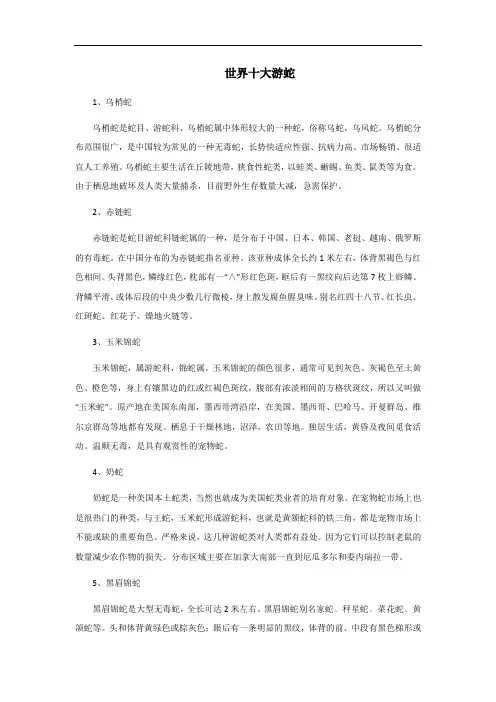 世界十大游蛇