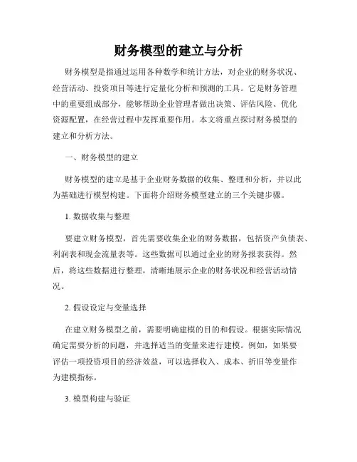 财务模型的建立与分析
