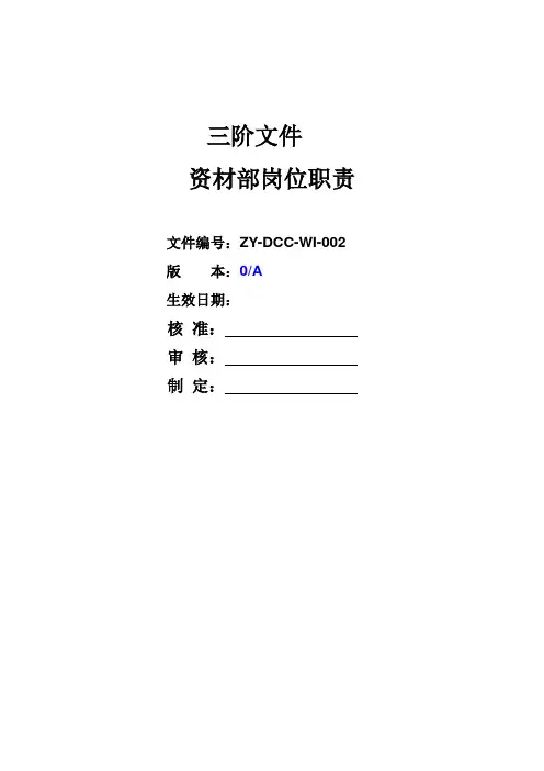 资材部岗位职责