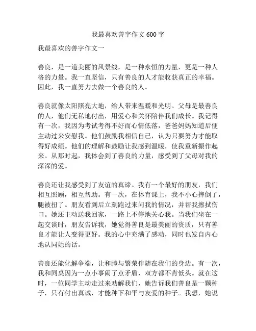 我最喜欢善字作文600字