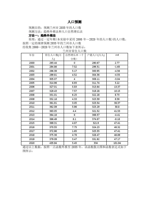 人口预测和城市化水平