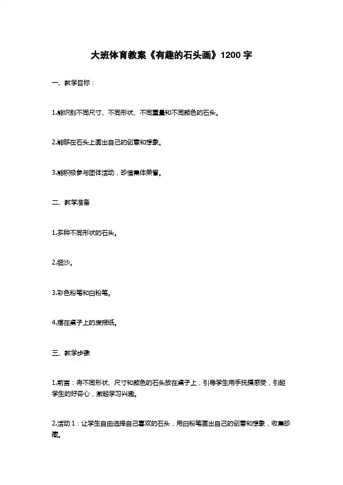大班体育教案《有趣的石头画》