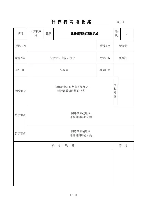 计算机网络系统组成和分类授课教案全解