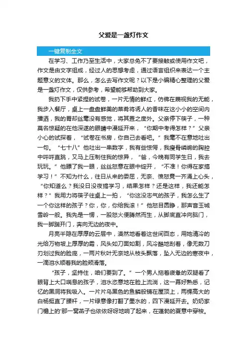 父爱是一盏灯作文