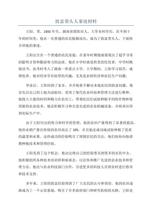 致富带头人事迹材料
