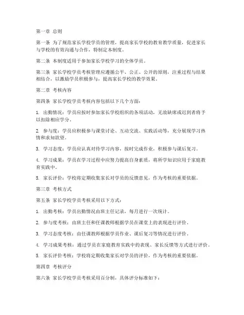 家长学校学员考核管理制度