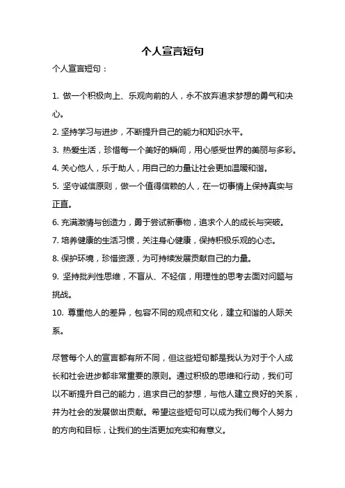个人宣言短句