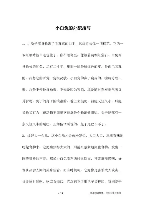 小白兔的外貌描写