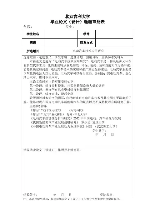 选题审批表