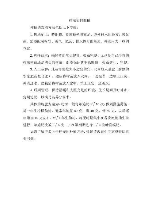 柠檬如何栽植